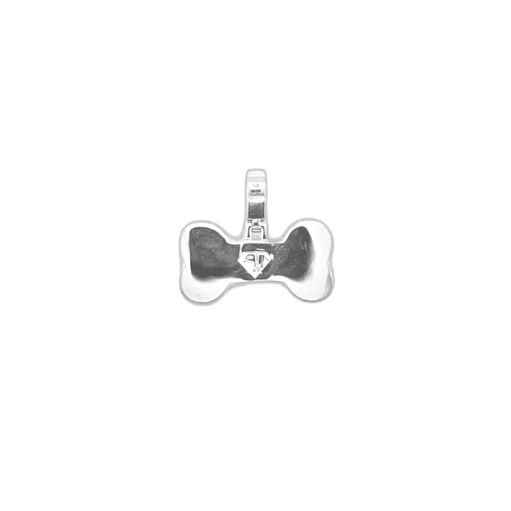 10K White Gold Dog Bone Diamond Pendant 1.72 CT 0.85"