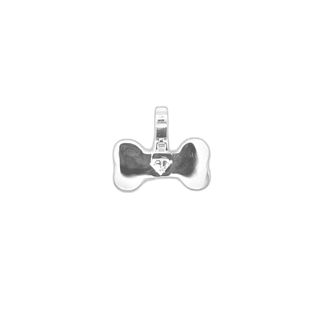 10K White Gold Dog Bone Diamond Pendant 1.72 CT 0.85"