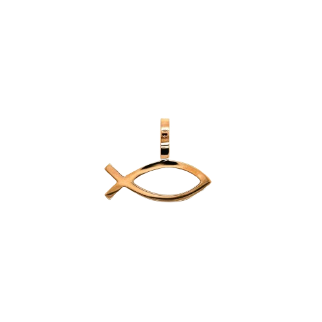 10K Rose Gold Diamond Ichthys symbol Pendant 1.21 CT 0.95"