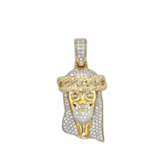 Load image into Gallery viewer, 10K Yellow Gold Jesus Head Diamond Pendant 1.35 CT 1.71&quot;
