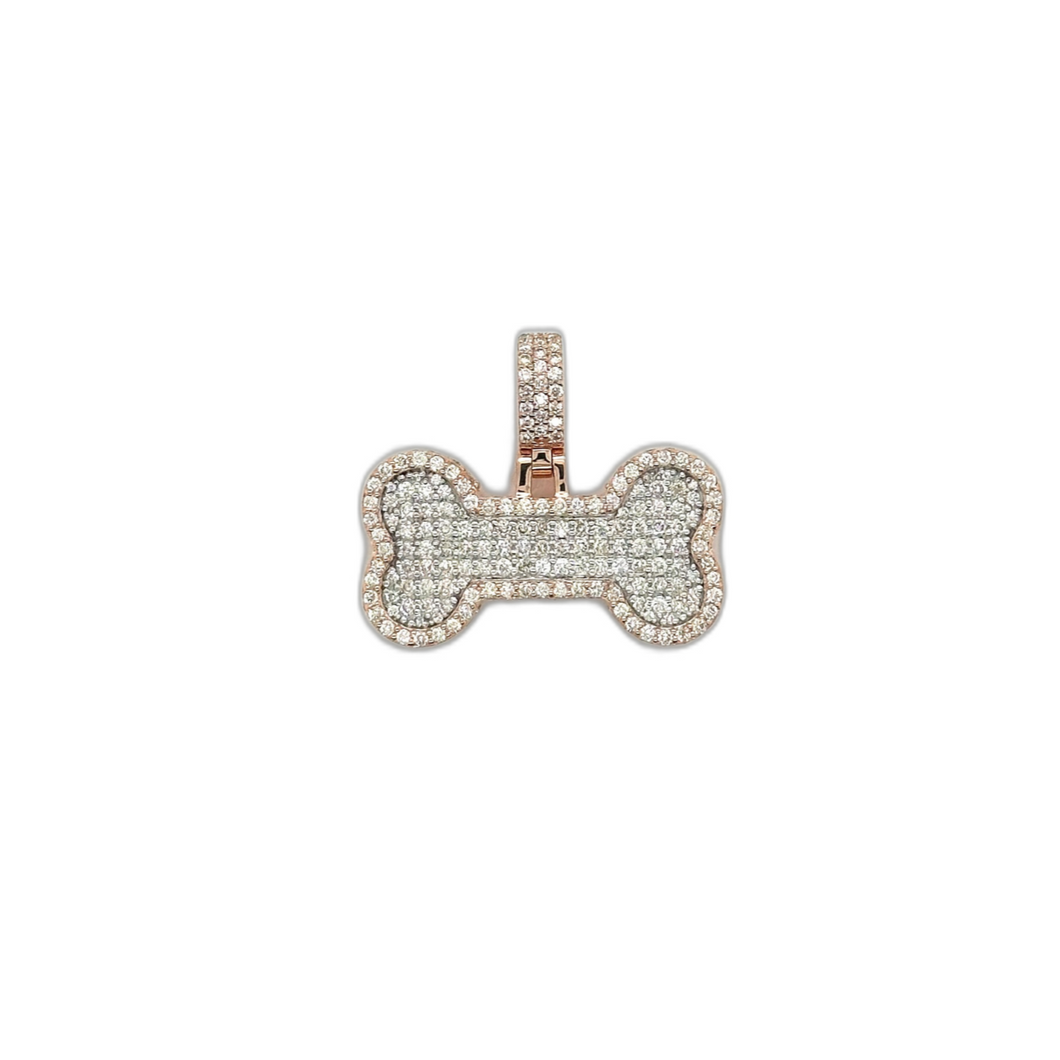 10K Rose Gold Dog Bone Diamond Pendant 1.69 CT 0.85