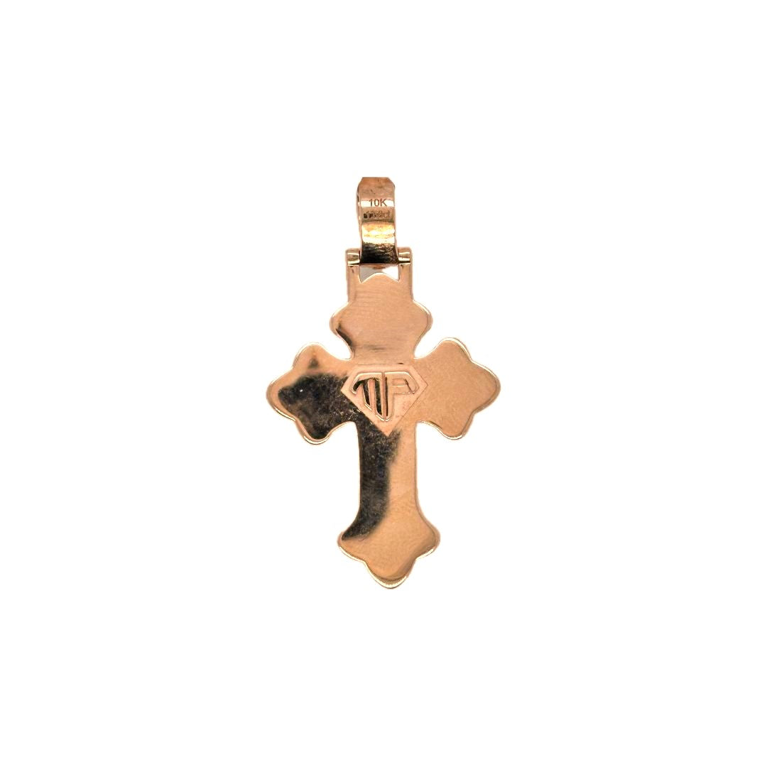 10K Two-Tone Gold Gothic Diamond Cross Pendant 1.58 CT 1.7"