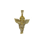 10K Yellow Gold Angel Cherub Diamond Pendant 1.67 CT 1.74"