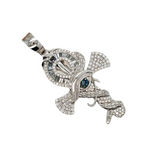 10K White Gold Snake and Eye of Horus Ankh Diamond Cross Pendant 1.93 CT 2.25"