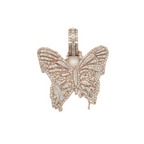 Ladies 10K Rose Gold Butterfly Diamond Pendant 2.26 CT 1.72"