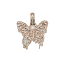 Load image into Gallery viewer, Ladies 10K Rose Gold Butterfly Diamond Pendant 2.26 CT 1.72&quot;
