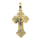 10K Two-Tone Gold Gothic Diamond Cross Pendant 8.41 CT 3.92"