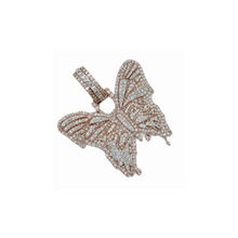 Load image into Gallery viewer, Ladies 10K Rose Gold Butterfly Diamond Pendant 2.26 CT 1.72&quot;
