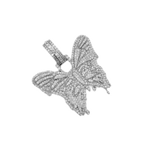 Load image into Gallery viewer, Ladies 10K White Gold Butterfly Diamond Pendant 2.28 CT 1.72&quot;
