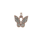 10K Rose White Gold Butterfly Baguette Diamond Pendant 1.12 CT 1"