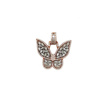 Load image into Gallery viewer, 10K Rose White Gold Butterfly Baguette Diamond Pendant 1.12 CT 1&quot;
