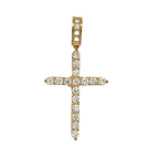 14K Yellow Gold 17 Pointer Tennis Diamond Cross Pendant 3.42 CT 2.25"