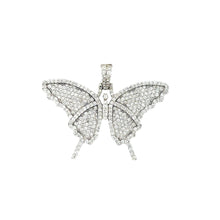 Load image into Gallery viewer, Ladies 10K White Gold Butterfly Diamond Pendant 2.43 CT 1.25&quot;
