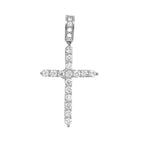 14K White Gold 17 Pointer Tennis Diamond Cross Pendant 3.42 CT 2.25"