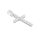 14K White Gold 17 Pointer Tennis Diamond Cross Pendant 3.42 CT 2.25"