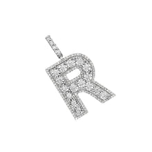 Load image into Gallery viewer, 10K White Gold 3D Letter R Initial Diamond Pendant 1.50 CT 1.6&quot;
