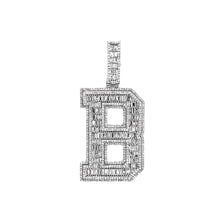 Load image into Gallery viewer, 10K White Gold 3D Letter B Initial Baguette Diamond Pendant 1.75 CT 1.75&quot;
