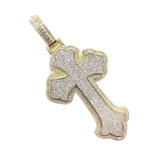 Load image into Gallery viewer, 10K Two-Tone Gold Gothic Diamond Cross Pendant 8.41 CT 3.92&quot;
