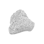 10K White Gold 32MM 3D Gothic Cross VS Diamond Ring 7.66 CT