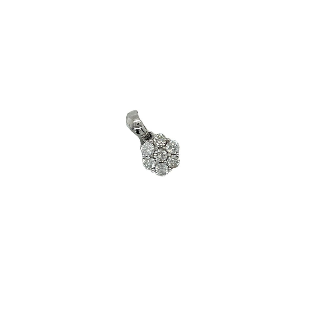 Ladies 10K White Gold Flower Cluster Diamond Pendant 0.45 CT 13MM