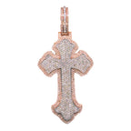 10K Two-Tone Gold Gothic Diamond Cross Pendant 8.35 CT 3.92"