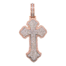 Load image into Gallery viewer, 10K Two-Tone Gold Gothic Diamond Cross Pendant 8.35 CT 3.92&quot;
