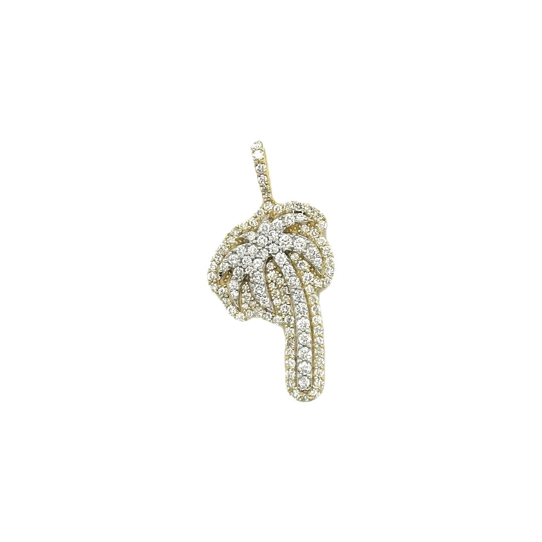 10K Two-Tone Gold Palm Tree Diamond Pendant 0.91 CT 1.26"