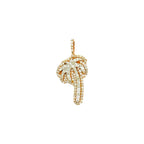 10K Two-Tone Gold Palm Tree Diamond Pendant 0.96 CT 1.26"