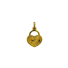 Load image into Gallery viewer, 10K Yellow Gold Double Heart Lock Diamond Pendant 0.66 CT 27MM
