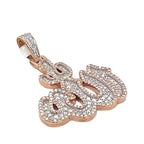 10K Rose Gold 3D Arabic Allah Diamond Pendant 1.48 CT 1.75"