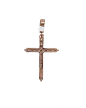 Load image into Gallery viewer, 14K Rose Gold 17 Pointer Tennis Diamond Cross Pendant 3.42 CT 2.25&quot;
