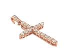 14K Rose Gold 17 Pointer Tennis Diamond Cross Pendant 3.42 CT 2.25"