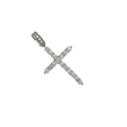14K White Gold 8 Pointer Tennis Diamond Cross Pendant 1.77 CT 1.75"
