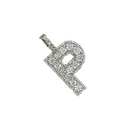 10K White Gold 3D Letter P Initial Diamond Pendant 1.07 CT 1.6"