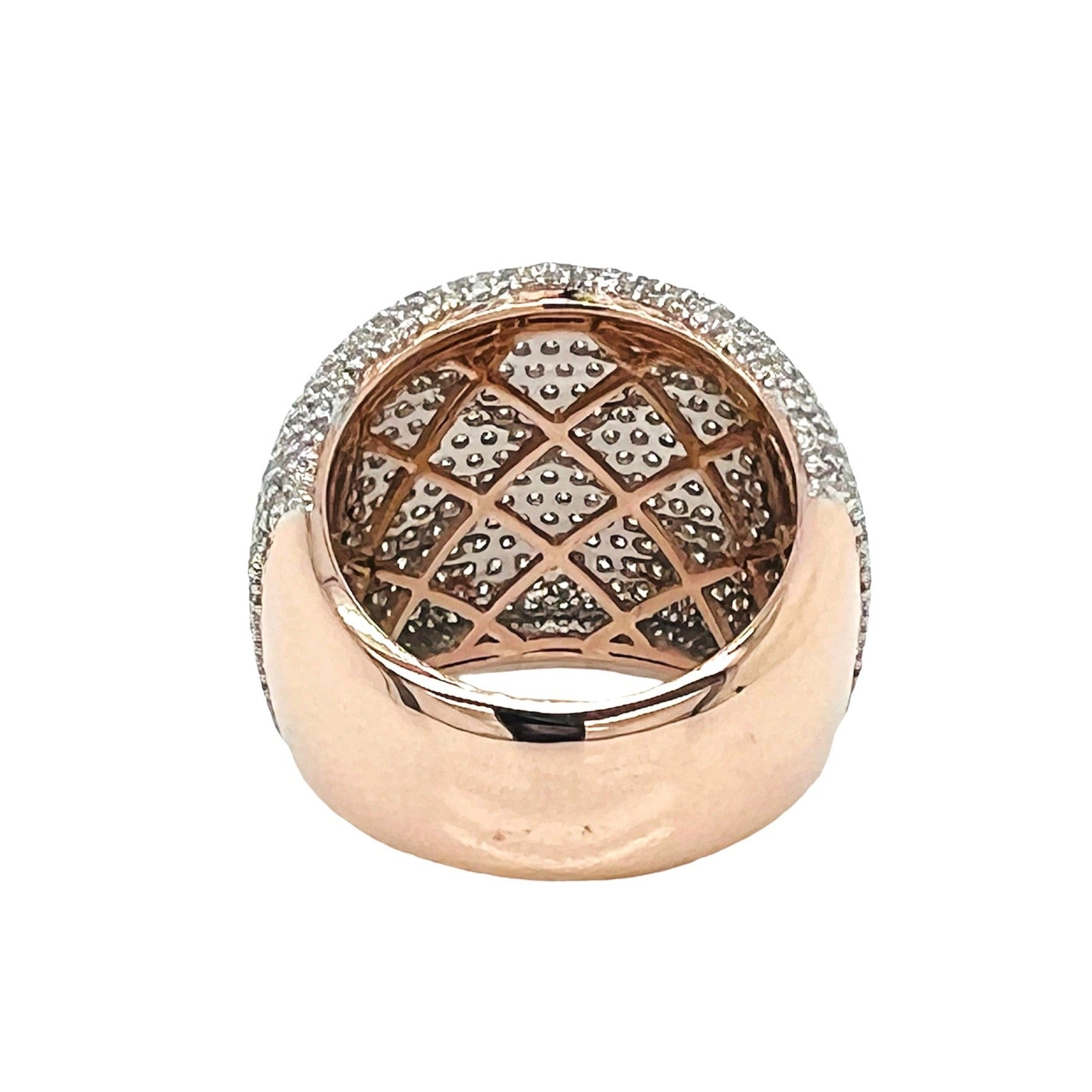 10K Rose Gold 21MM 3D Dome Shape Pinky Diamond Ring 4.54 CT