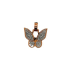 10K Rose White Gold Butterfly Baguette Diamond Pendant 1.12 CT 1"