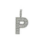 10K White Gold 3D Letter P Initial Diamond Pendant 1.07 CT 1.6"
