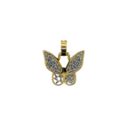 10K Yellow White Gold Butterfly Baguette Diamond Pendant 1.17 CT 1"