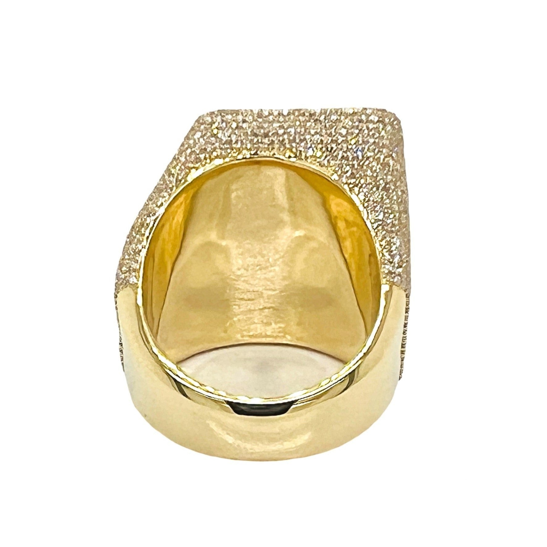 10K Yellow Gold 26MM 3D Initial Letter L Diamond Ring 4.79 CT