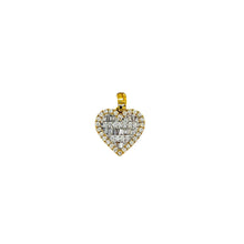 Load image into Gallery viewer, 10K Yellow Gold Heart Baguette Diamond Pendant 0.85 CT 21MM
