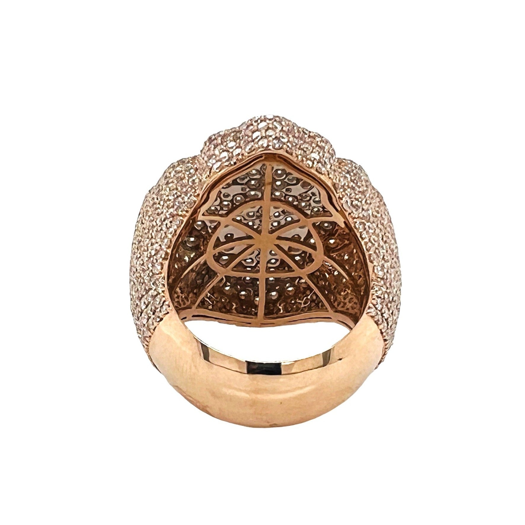 10K Rose Gold 32MM 3D Gothic Cross VS Diamond Ring 7.66 CT