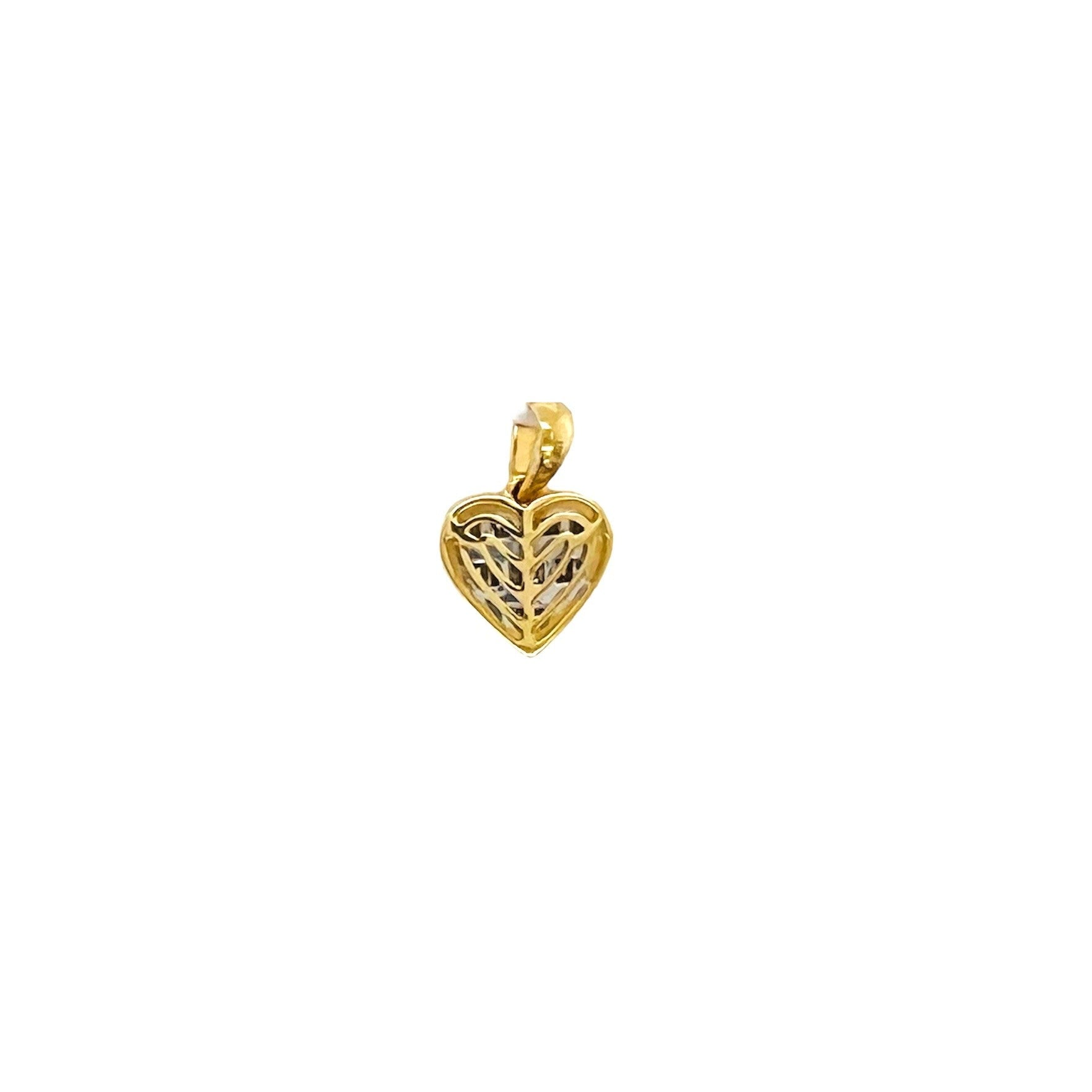 10K Yellow Gold Heart Baguette Diamond Pendant 0.56 CT 19MM