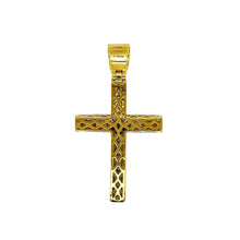 Load image into Gallery viewer, 10K Yellow White Gold Miracle Set Diamond Cross Pendant 0.79 CT 1.9&quot;
