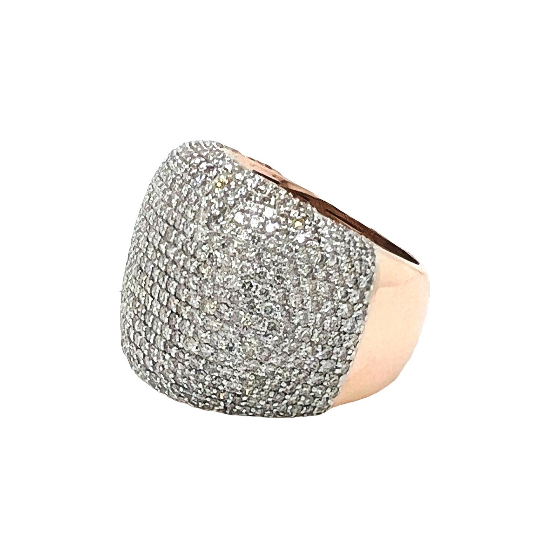10K Rose Gold 21MM 3D Dome Shape Pinky Diamond Ring 4.54 CT
