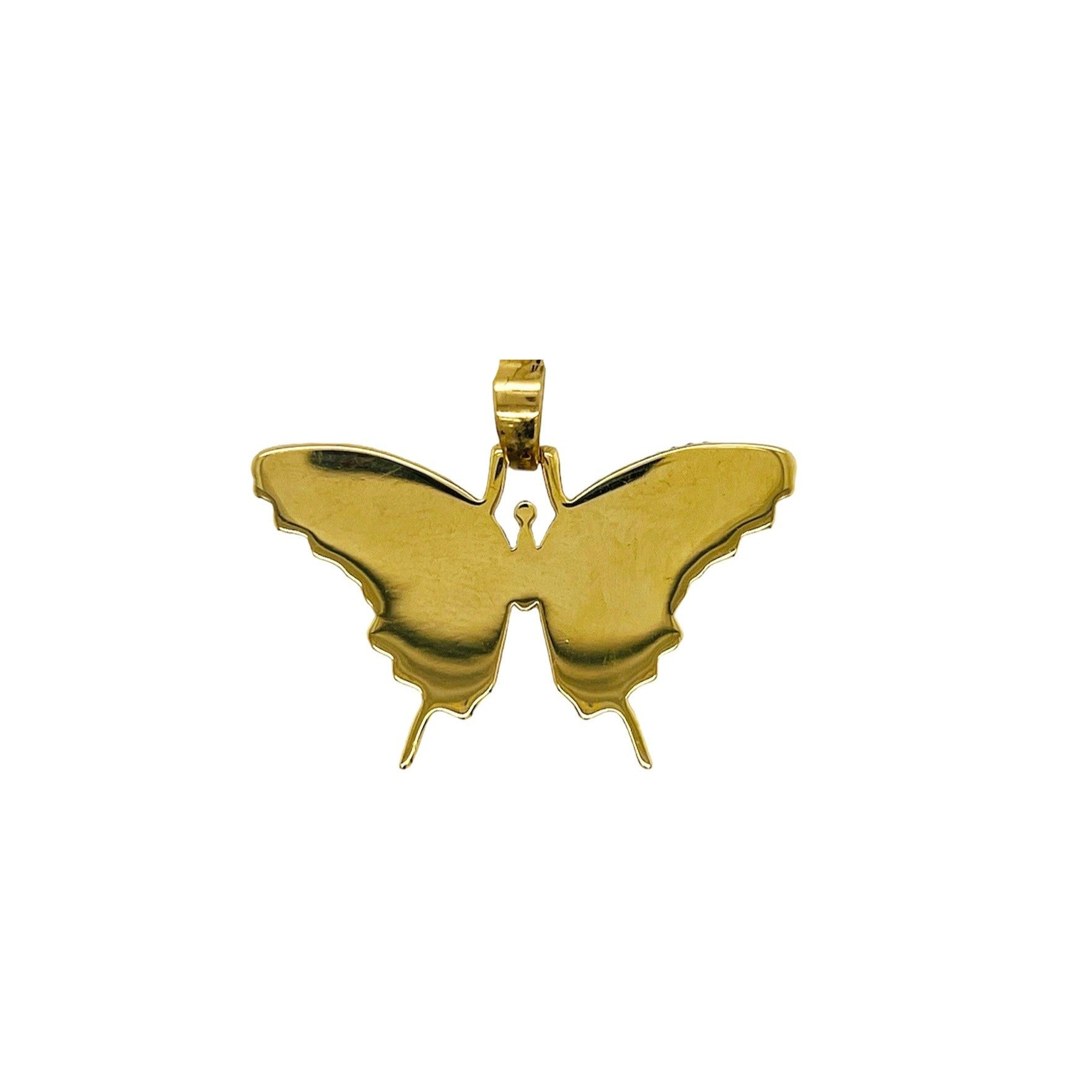 Ladies 10K Yellow Gold Butterfly Diamond Pendant 1.43 CT 1.1"