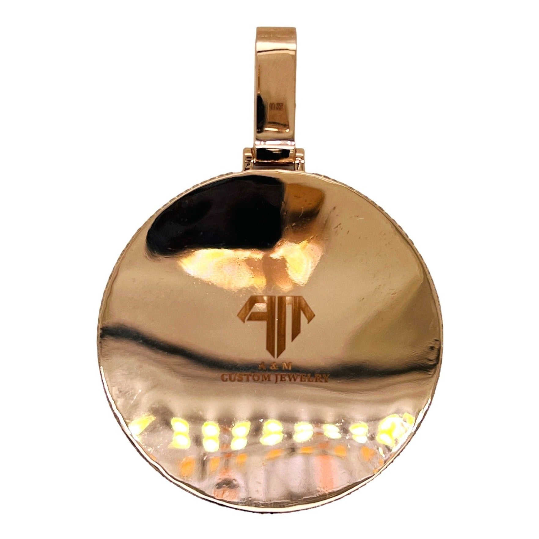 10K Rose Gold 3D Memory Frame VS Baguette Diamond Pendant 9.46 CT 2.8"