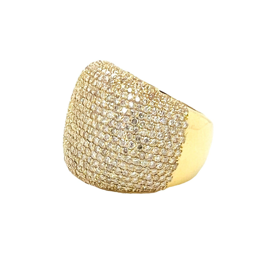 10K Yellow Gold 21MM 3D Dome Shape Pinky Diamond Ring 4.37 CT