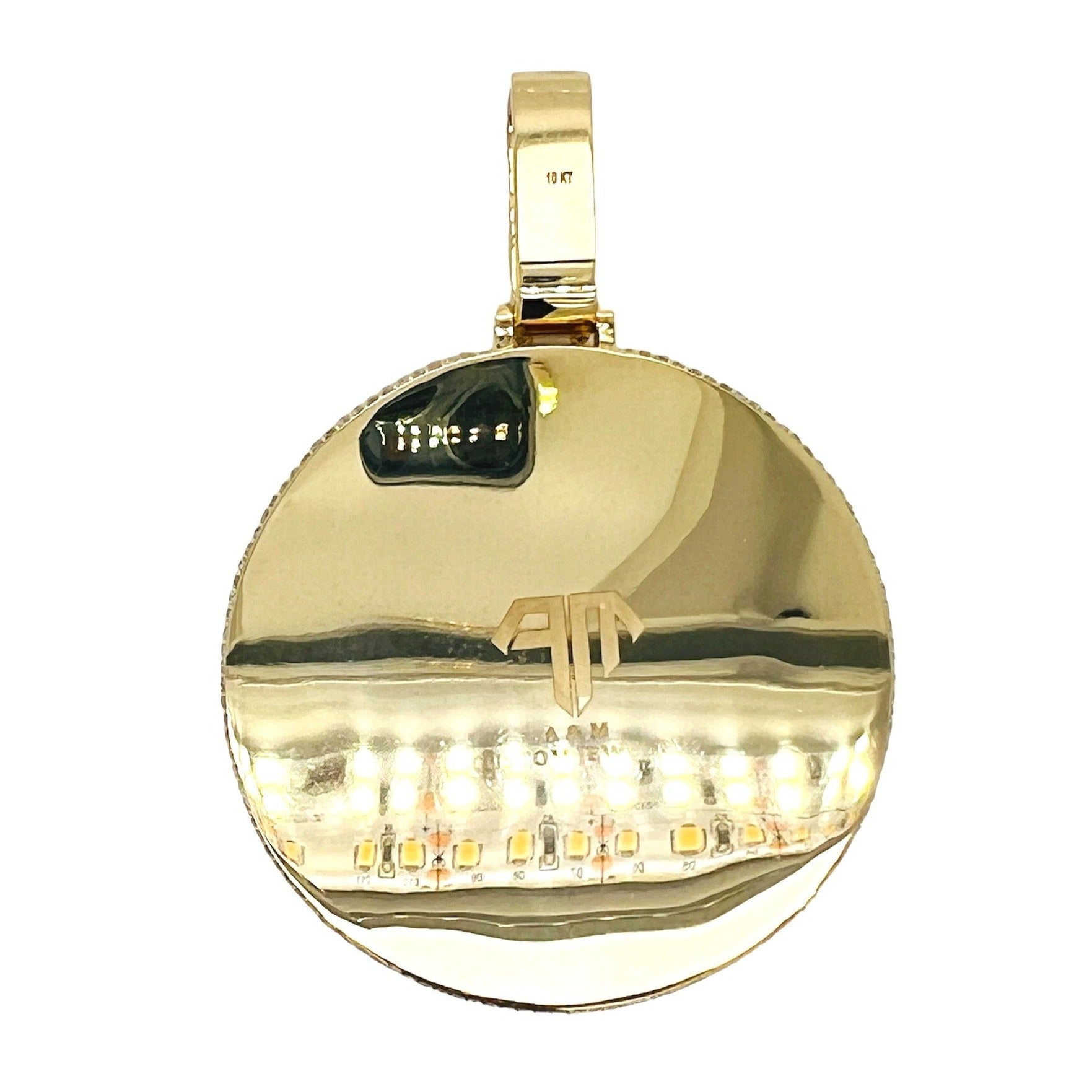 10K Yellow Gold 3D Memory Frame VS Baguette Diamond Pendant 9.46 CT 2.8"