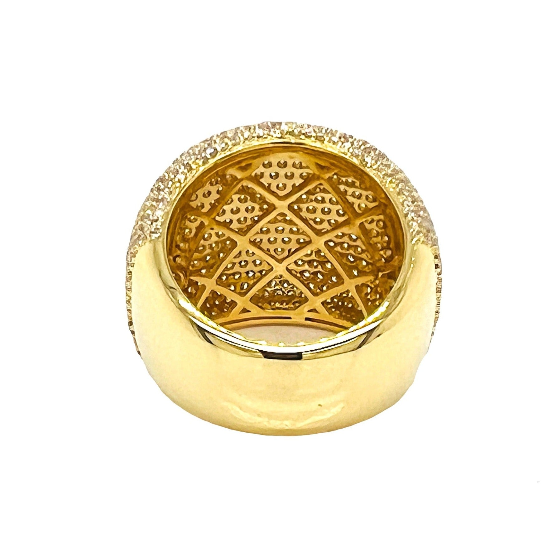 10K Yellow Gold 21MM 3D Dome Shape Pinky Diamond Ring 4.37 CT