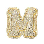 10K Yellow Gold 26MM 3D Initial Letter M Diamond Ring 4.98 CT
